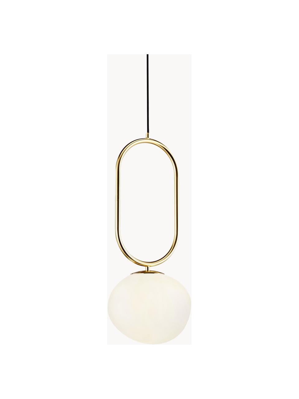 Kleine glazen bollen hanglamp Shapes, Lampenkap: opaalglas, mondgeblazen, Crèmewit, goudkleurig, Ø 22 cm