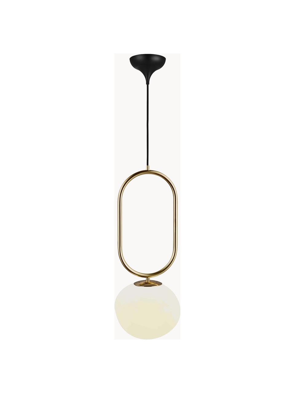 Petite suspension boule en verre Shapes, Blanc crème, doré, Ø 22 x haut. 300 cm