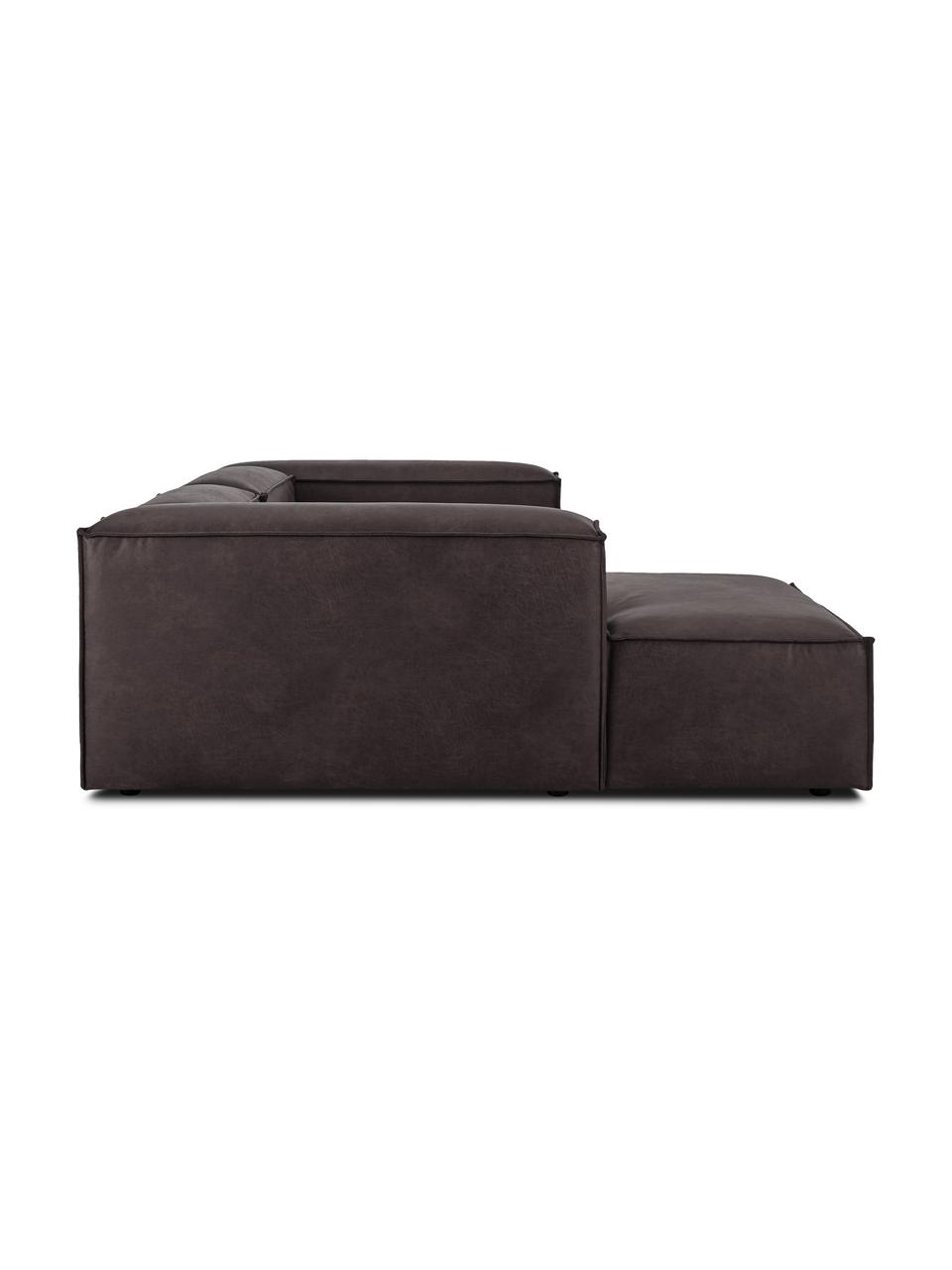Sofá rinconera modular de cuero reciclado Lennon, Tapizado: cuero reciclado (70% cuer, Estructura: madera de pino maciza, ma, Patas: plástico Las patas están , Cuero marrón grisaceo, An 238 x F 180 cm, chaise longue izquierda