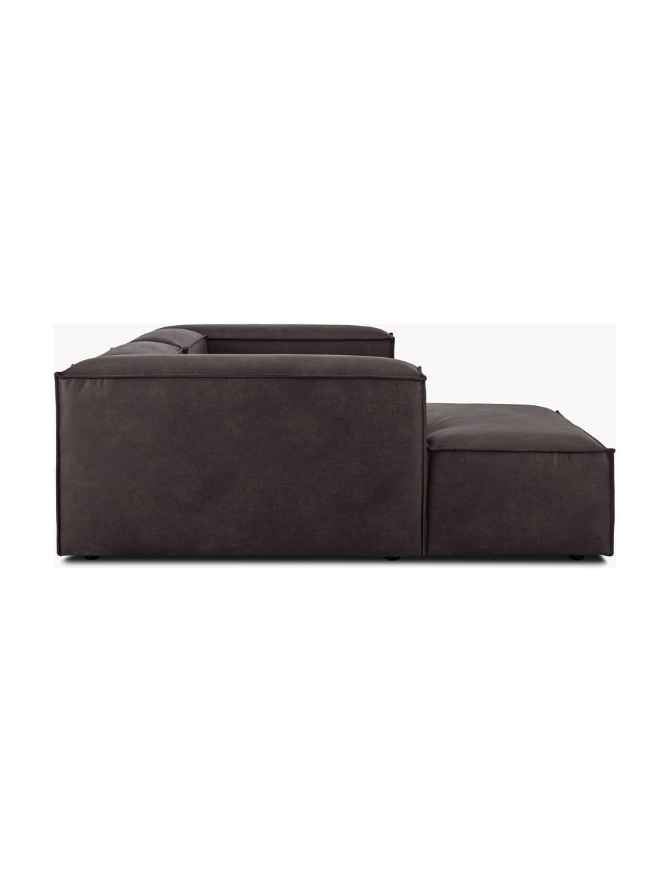 Modulares Ecksofa Lennon aus recyceltem Leder, Bezug: Recyceltes Leder (70 % Le, Gestell: Massives Holz, Sperrholz, Füße: Kunststoff Dieses Produkt, Leder Taupe, B 238 x T 180 cm, Eckteil rechts