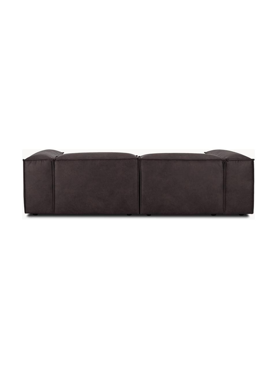 Modulares Ecksofa Lennon aus recyceltem Leder, Bezug: Recyceltes Leder (70 % Le, Gestell: Massives Holz, Sperrholz, Füße: Kunststoff Dieses Produkt, Leder Taupe, B 238 x T 180 cm, Eckteil rechts