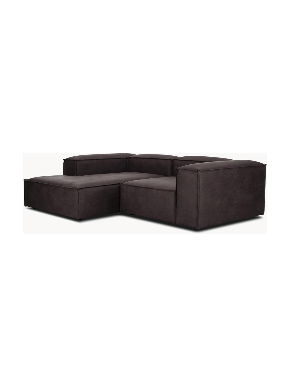 Modulaire hoekbank Lennon van gerecycled leer, Bekleding: gerecycled leer (70% leer, Frame: massief hout, multiplex, Poten: kunststof Dit product is , Leer taupe, B 238 x D 180 cm, hoekdeel rechts