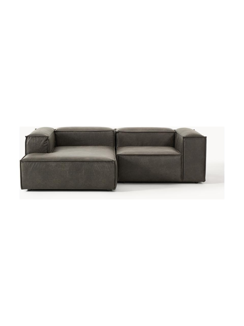 Narożna sofa modułowa ze skóry z recyklingu Lennon, Tapicerka: skóra z recyklingu (70% s, Stelaż: lite drewno, sklejka, Nogi: tworzywo sztuczne Ten pro, Skóra taupe, S 238 x G 180 cm, lewostronna