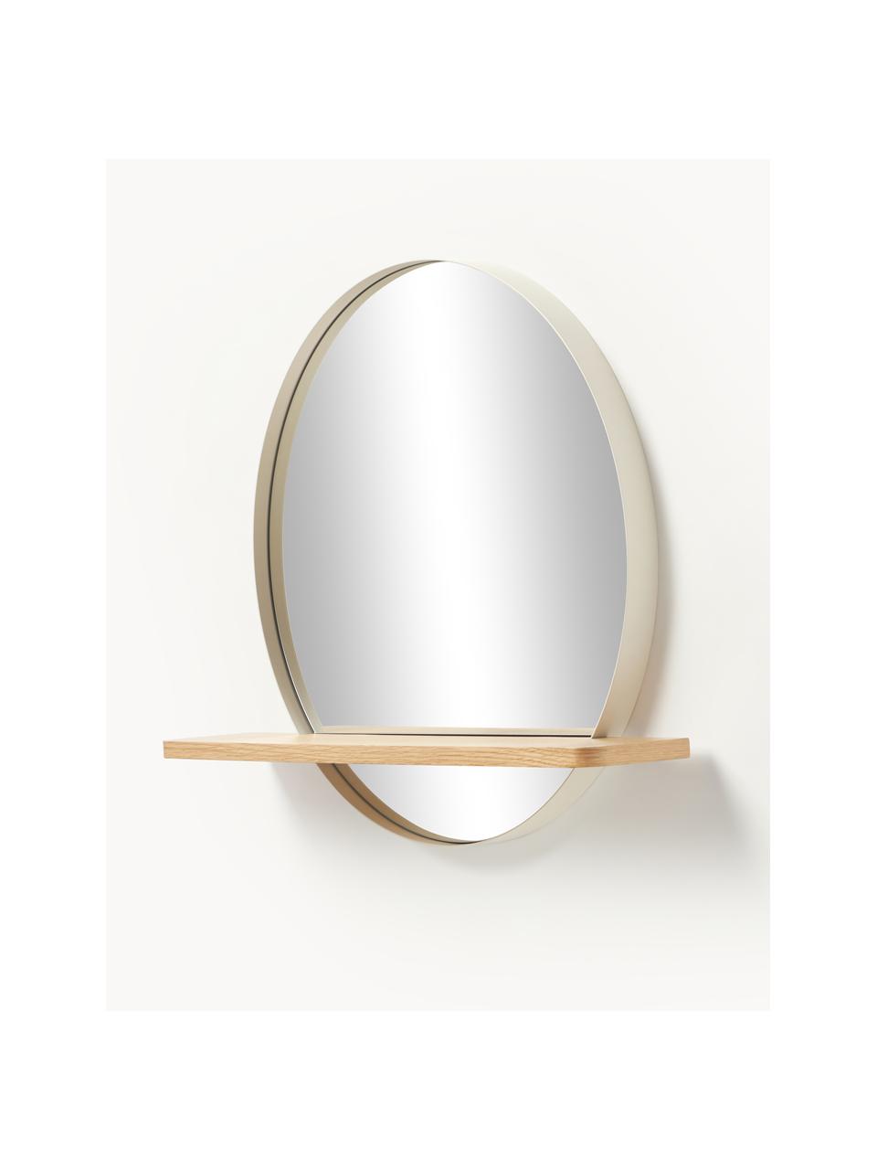 Okrúhle nástenné zrkadlo Kenny, Béžová, svetlé drevo, Š 70 x V 60 cm