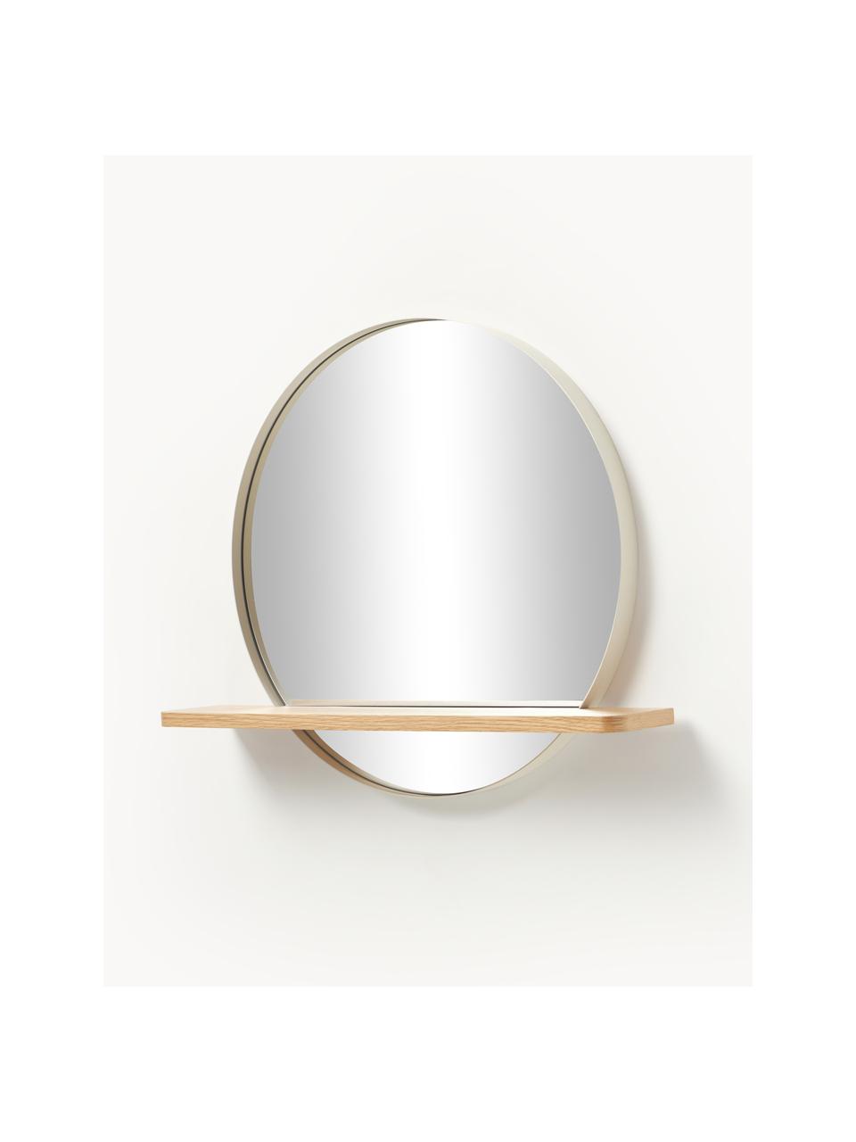 Miroir mural rond Kenny, Beige,  bois clair, larg. 70 x haut. 60 cm