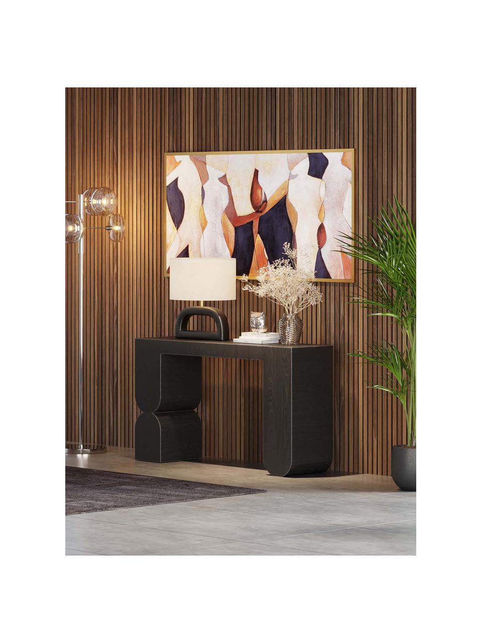 Ručne vyrobený drevený konzolový stolík Curve, MDF-doska strednej hustoty s jaseňovou dyhou, Drevo, čierna lakovaná, Š 120 x V 76 cm