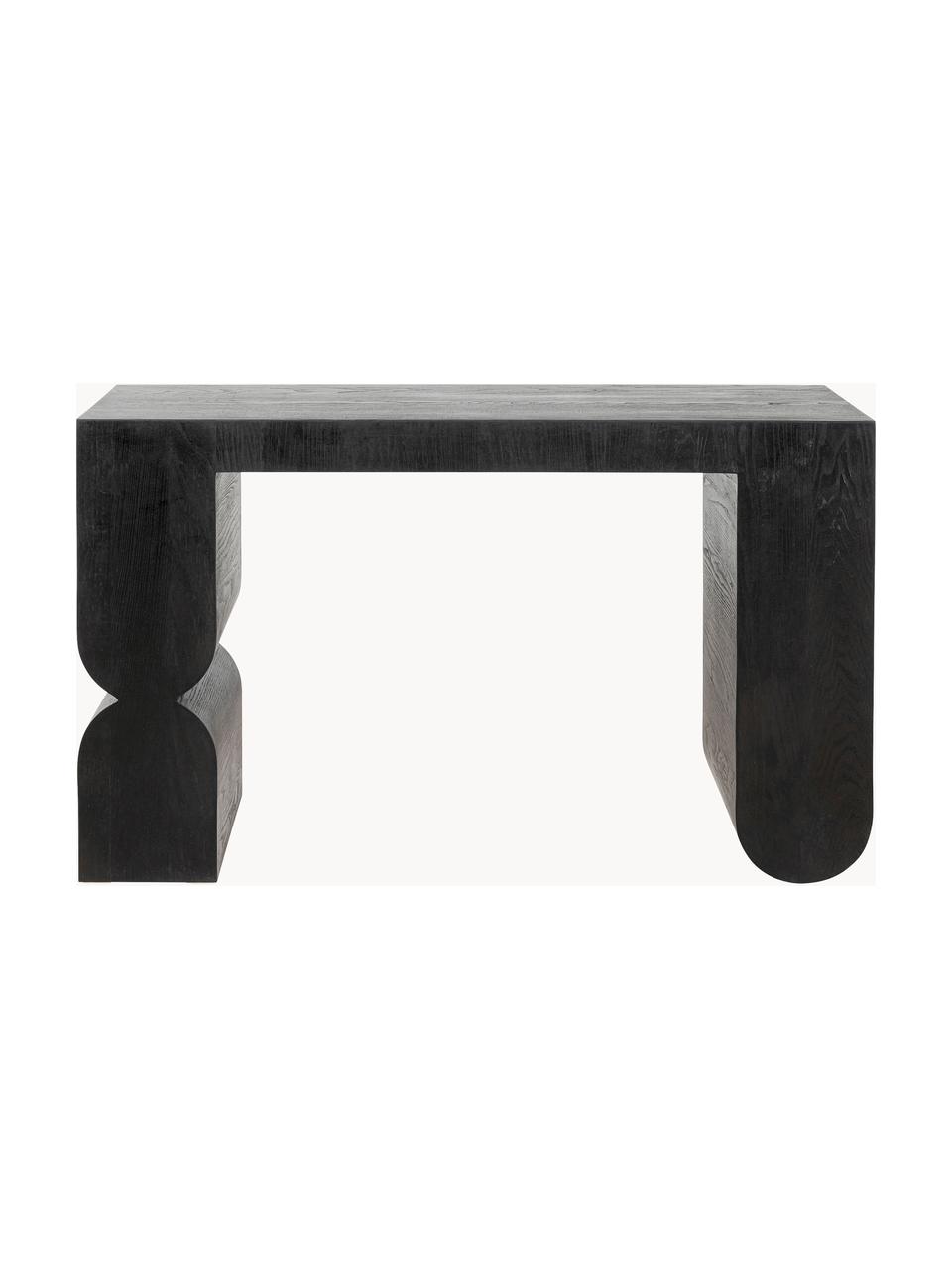 Handgefertigte Holzkonsole Curve, Mitteldichte Holzfaserplatte (MDF) mit Eschenholzfurnier, Schwarz, B 120 x H 76 cm