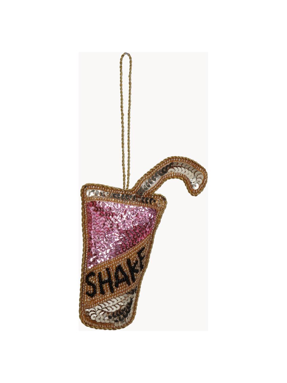 Ciondolo albero di Natale Milkshake, Plastica, Rosa, dorato, bianco, Larg. 9 x Alt. 12 cm