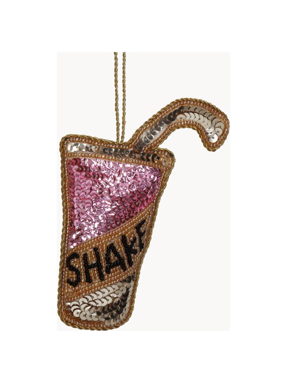 Ciondolo albero di Natale Milkshake, Plastica, Rosa, dorato, bianco, Larg. 9 x Alt. 12 cm