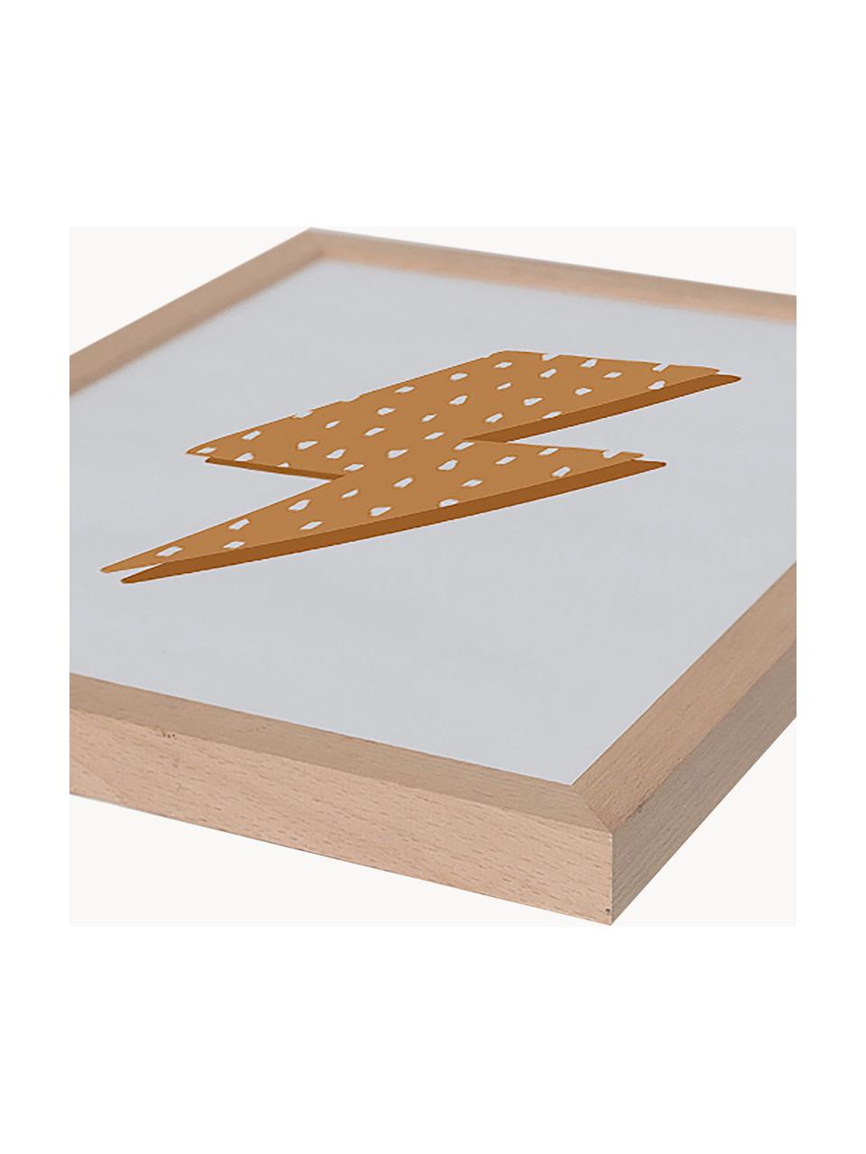 Impresión digital enmarcada Flash, Estructura: madera de haya, Madera clara, Off White, marrón claro, An 33 x Al 43 cm