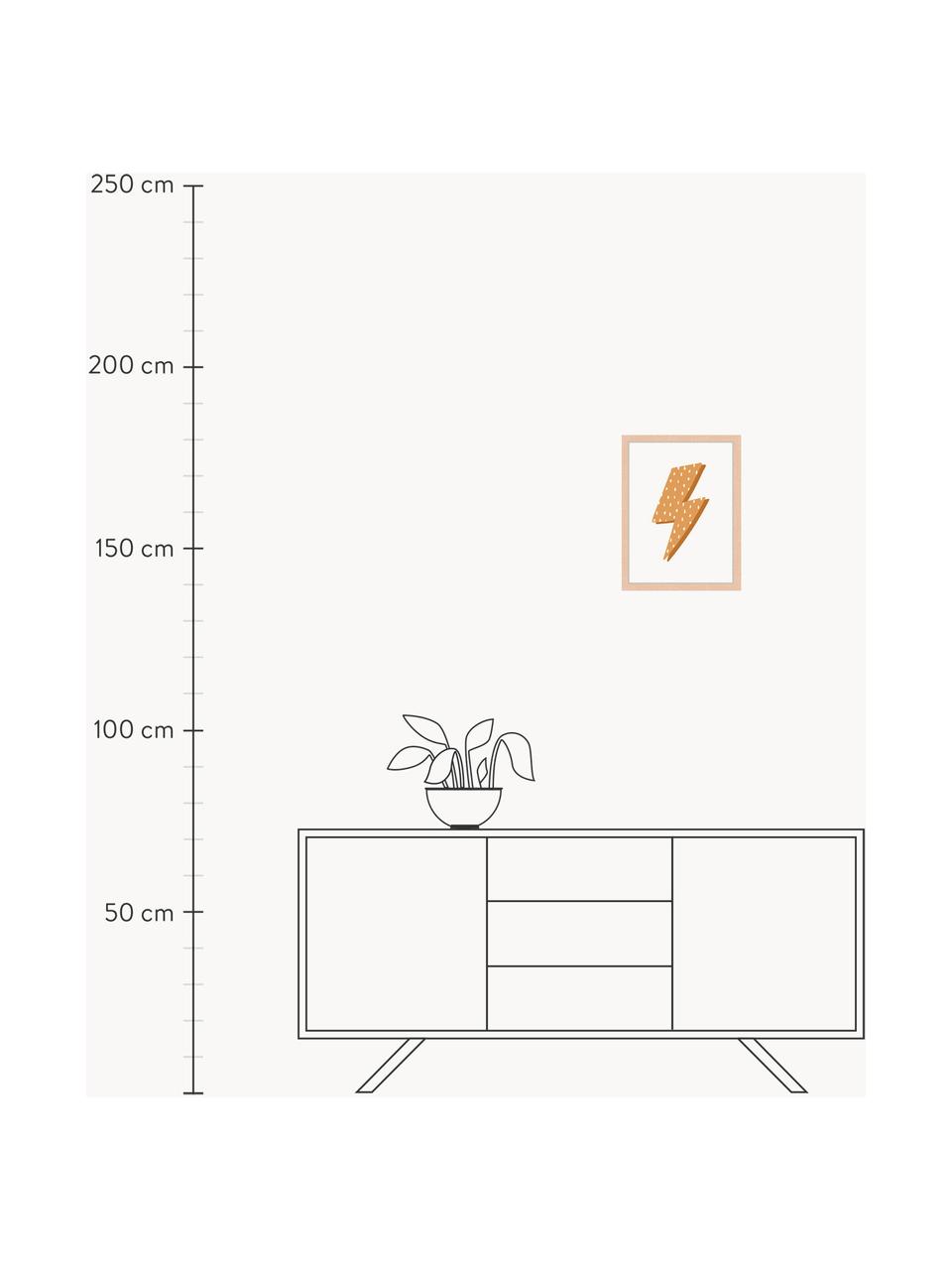 Zarámovaný digitální tisk Flash, Světlé dřevo, tlumeně bílá, světle hnědá, Š 33 cm, V 43 cm