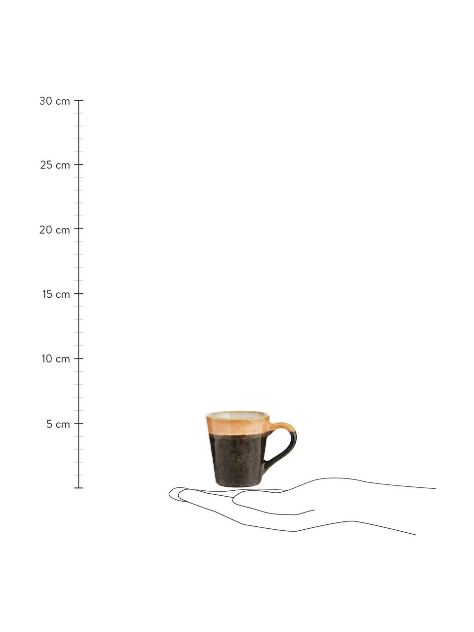 Sada ručně vyrobených šálků na espresso 70's, 4 díly, Keramika, Více barev, Ø 6 x V 6 cm, 80 ml