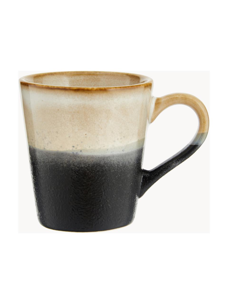 Handbemalte Keramik-Espressotassen 70's mit reaktiver Glasur, 4er-Set, Steingut, Mehrfarbig, Ø 6 x H 6 cm, 80 ml