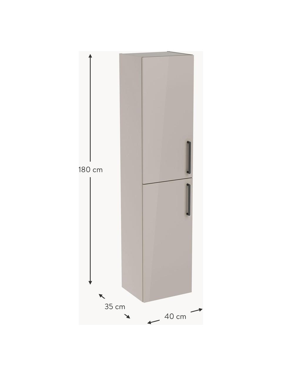 Bad-Hochschrank Orna mit Hochglanz, Griffe: Metall, beschichtet, Greige, B 42 x H 180 cm