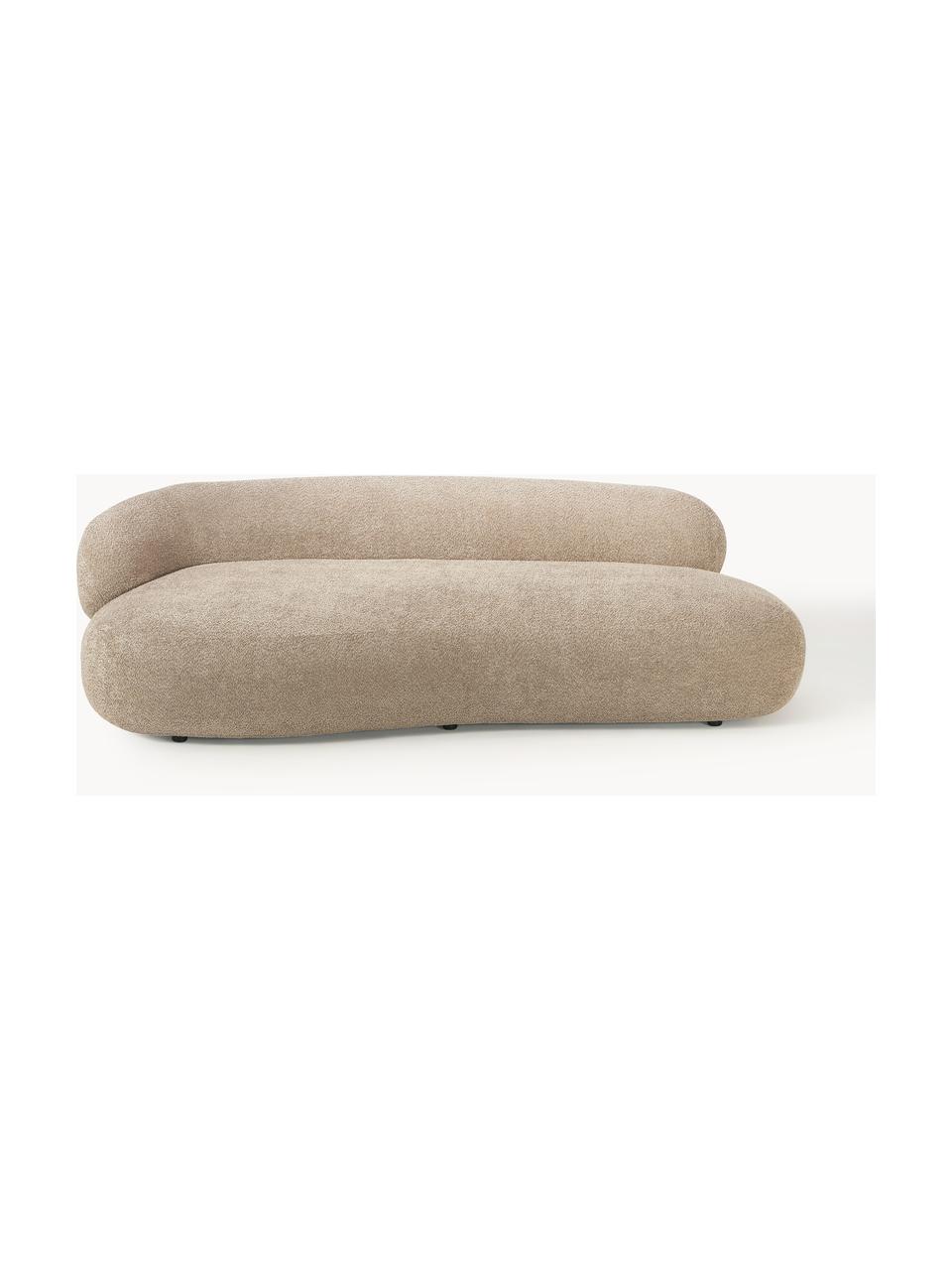 Bank Alba (3-zits) uit teddy bouclé, Bekleding: 100% polyester Met 100.00, Frame: massief sparrenhout, gren, Poten: kunststof Dit product is , Teddy-bouclé beige, B 235 x D 114 cm, rugleuning links