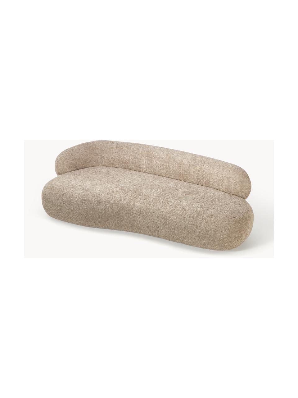 Bank Alba (3-zits) uit teddy bouclé, Bekleding: 100% polyester Met 100.00, Frame: massief sparrenhout, gren, Poten: kunststof Dit product is , Teddy-bouclé beige, B 235 x D 114 cm, rugleuning links