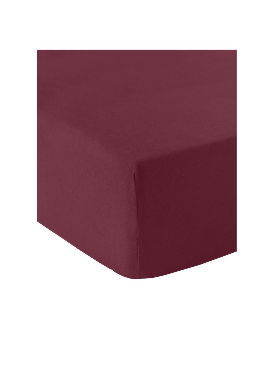 Prześcieradło z gumką z flaneli Biba, Ciemny czerwony, S 90 x D 200 cm, W 25 cm