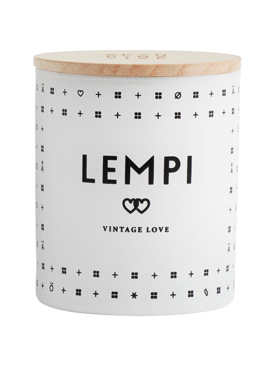 Vela perfumada Lempi (rosa), Recipiente: vidrio, Tapa: madera de haya, Blanco, Ø 8 x Al 9 cm