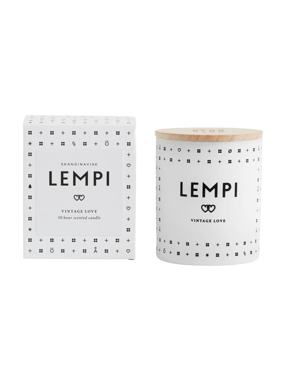 Vela perfumada Lempi (rosa), Recipiente: vidrio, Tapa: madera de haya, Blanco, Ø 8 x Al 9 cm