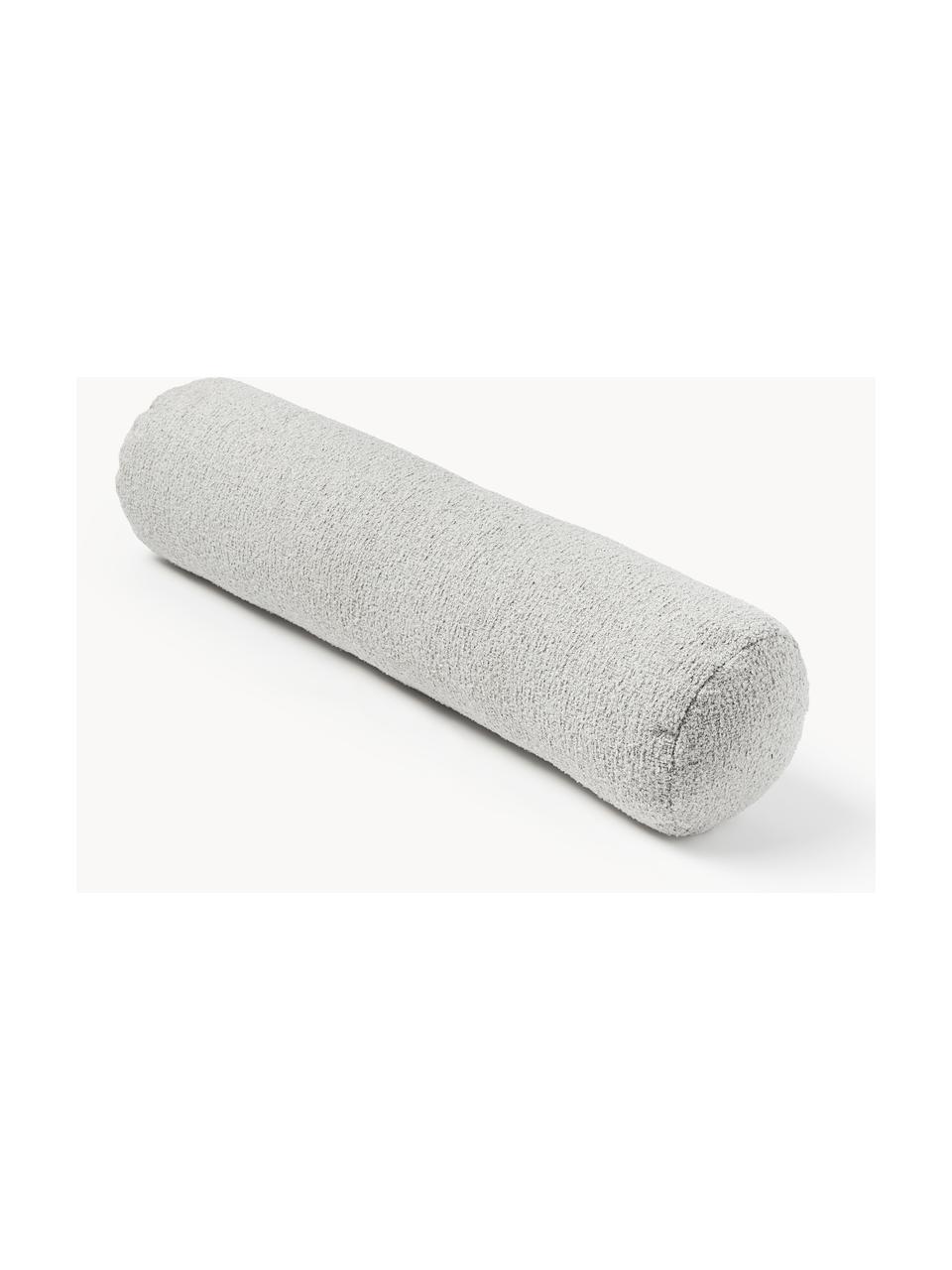 Rouleau de nuque de canapé bouclé Sofia, Bouclette gris clair, Ø 17 x long. 68 cm