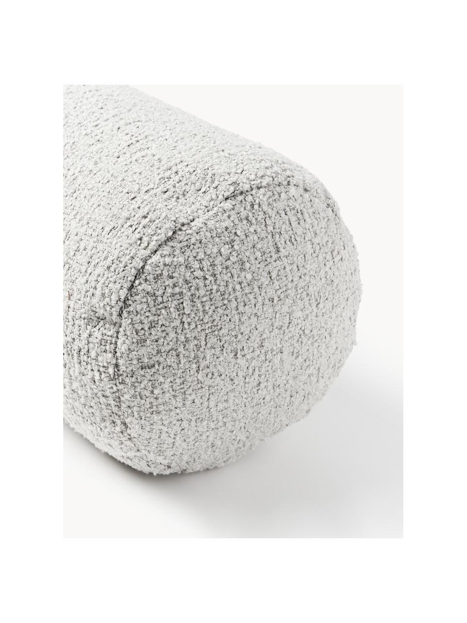 Rouleau de nuque de canapé bouclé Sofia, Bouclette gris clair, Ø 17 x long. 68 cm