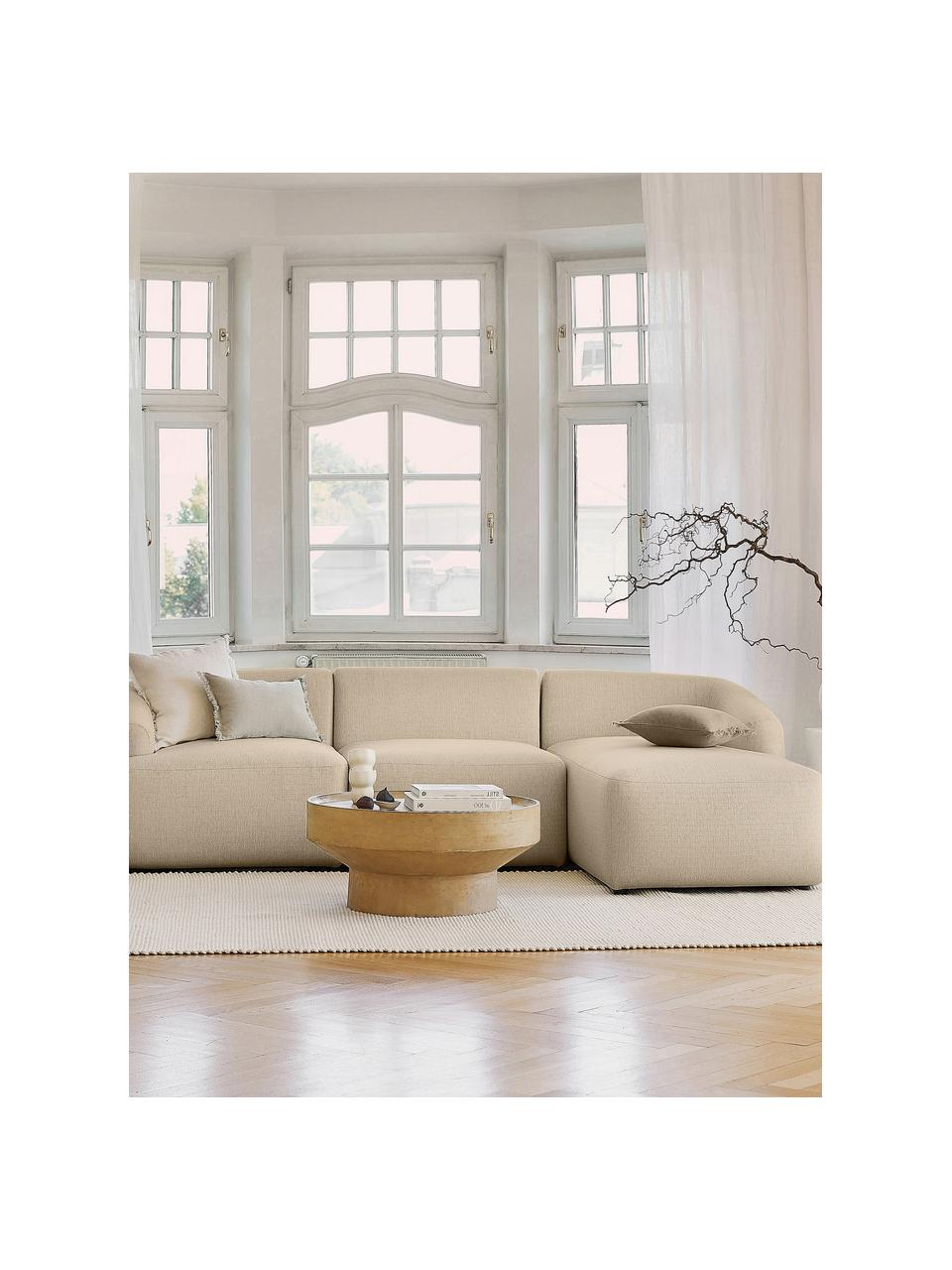 Modulares Ecksofa Sofia, Bezug: 100% Polypropylen Der hoc, Gestell: Massives Kiefernholz, Spa, Füße: Kunststoff, Webstoff Beige, B 278 x T 174 cm, Eckteil rechts