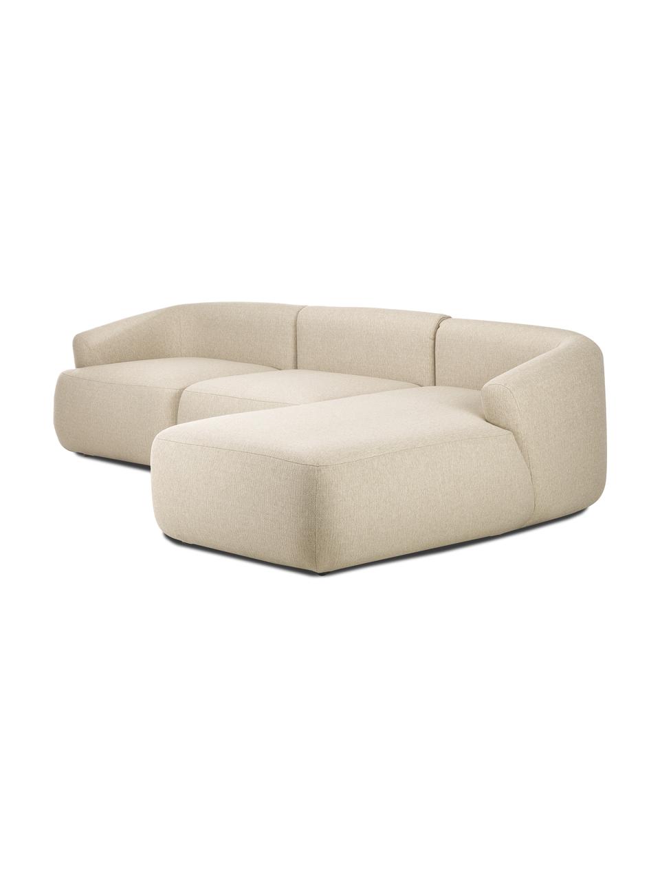 Modulares Ecksofa Sofia, Bezug: 100% Polypropylen Der hoc, Gestell: Massives Kiefernholz, Spa, Webstoff Beige, B 278 x T 174 cm, Eckteil rechts