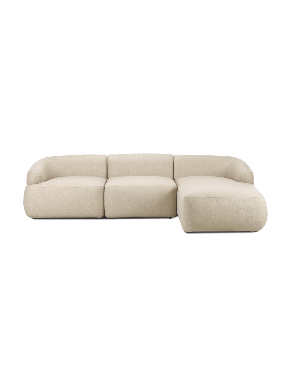 Modulares Ecksofa Sofia, Bezug: 100% Polypropylen Der hoc, Gestell: Massives Kiefernholz, Spa, Webstoff Beige, B 278 x T 174 cm, Eckteil rechts