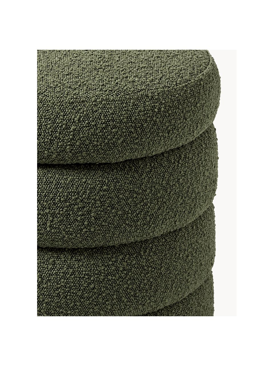 Pouf en bouclette avec rangement Alto, Bouclette vert foncé, Ø 44 x haut. 48 cm