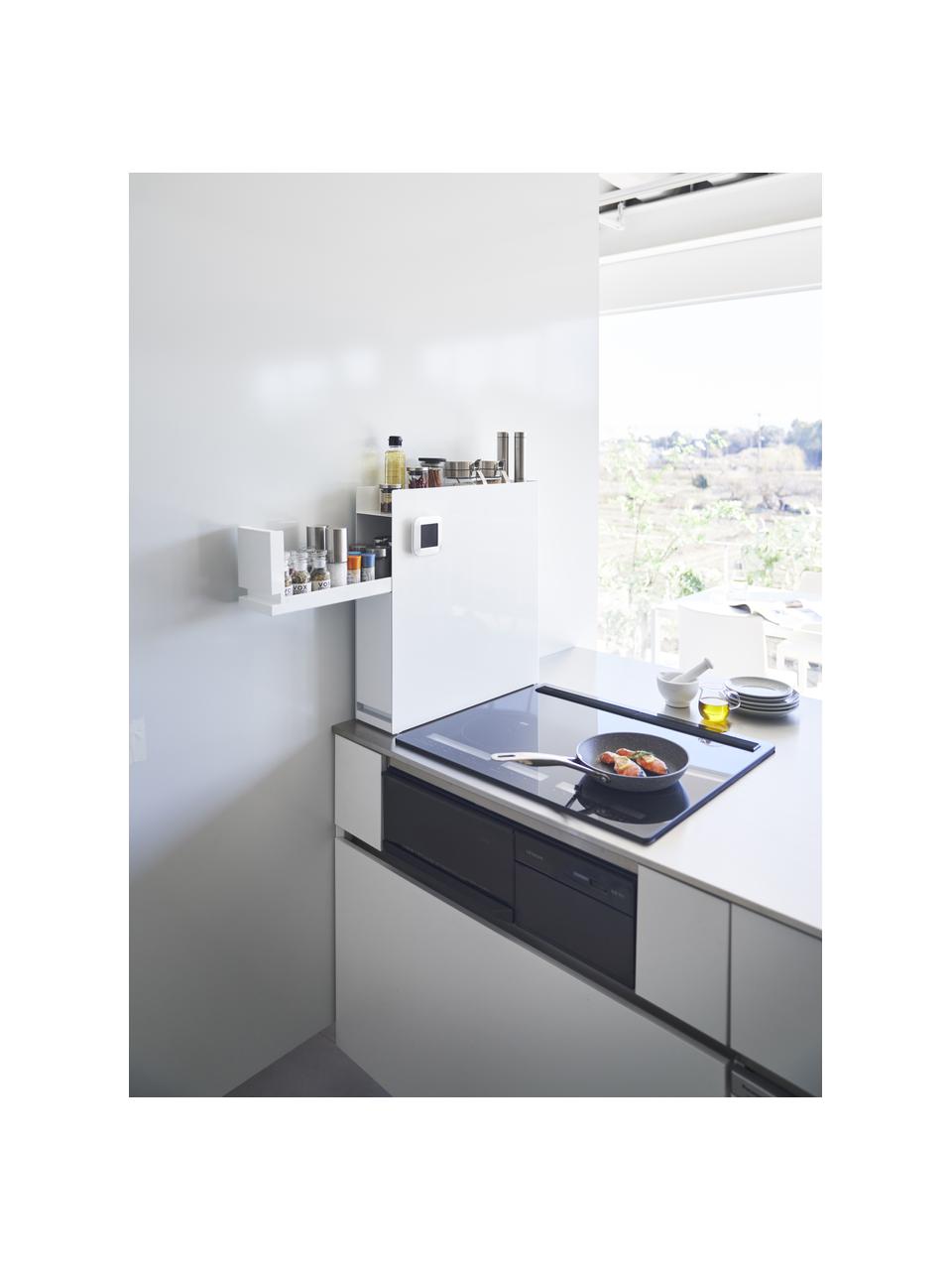 Ripiano estraibile da cucina in metallo Tower, Acciaio rivestito, Bianco lucido, Larg. 13 x Alt. 53 cm