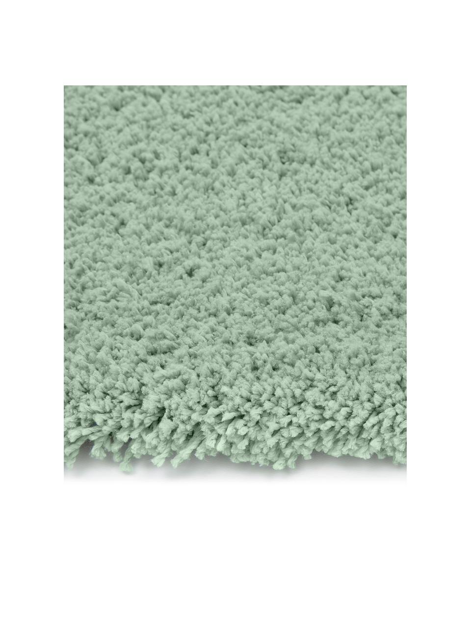 Okrągły puszysty dywan z wysokim stosem Leighton, Mikrofibra, Miętowy zielony, Ø 150 x W 3 cm
