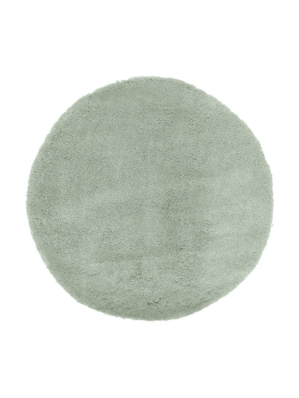 Flauschiger runder Hochflor-Teppich Leighton in Mintgrün, Flor: Mikrofaser (100% Polyeste, Mintgrün, Ø 120 cm (Größe S)