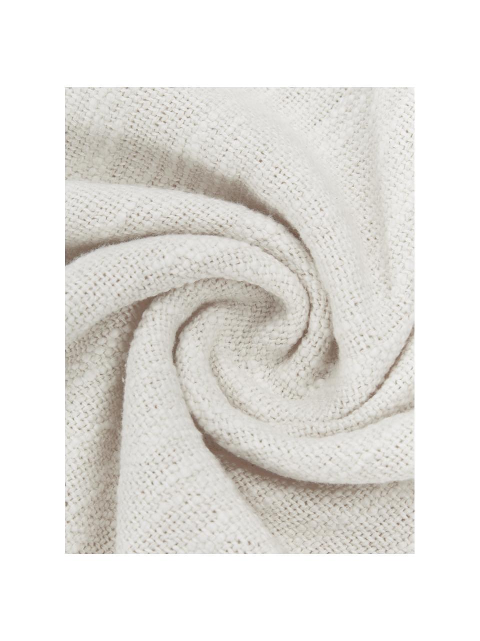 Koc z bawełny z pomponami Sorbet, 100% bawełna, Beżowy, S 130 x D 170 cm