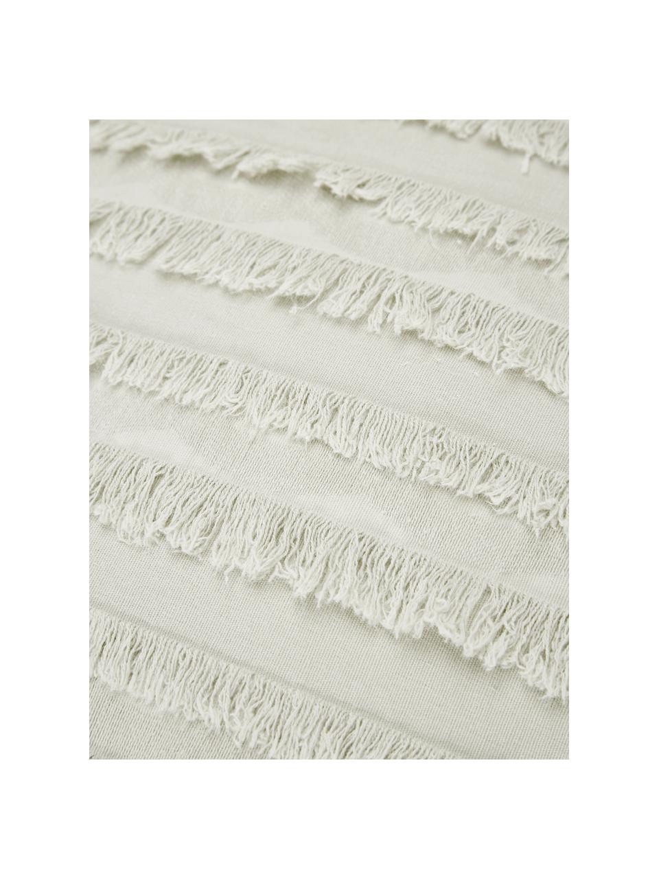 Copricuscino con frange decorative Jessie, 88% cotone, 7% viscosa, 5% lino, Beige, Larg. 30 x Lung. 50 cm
