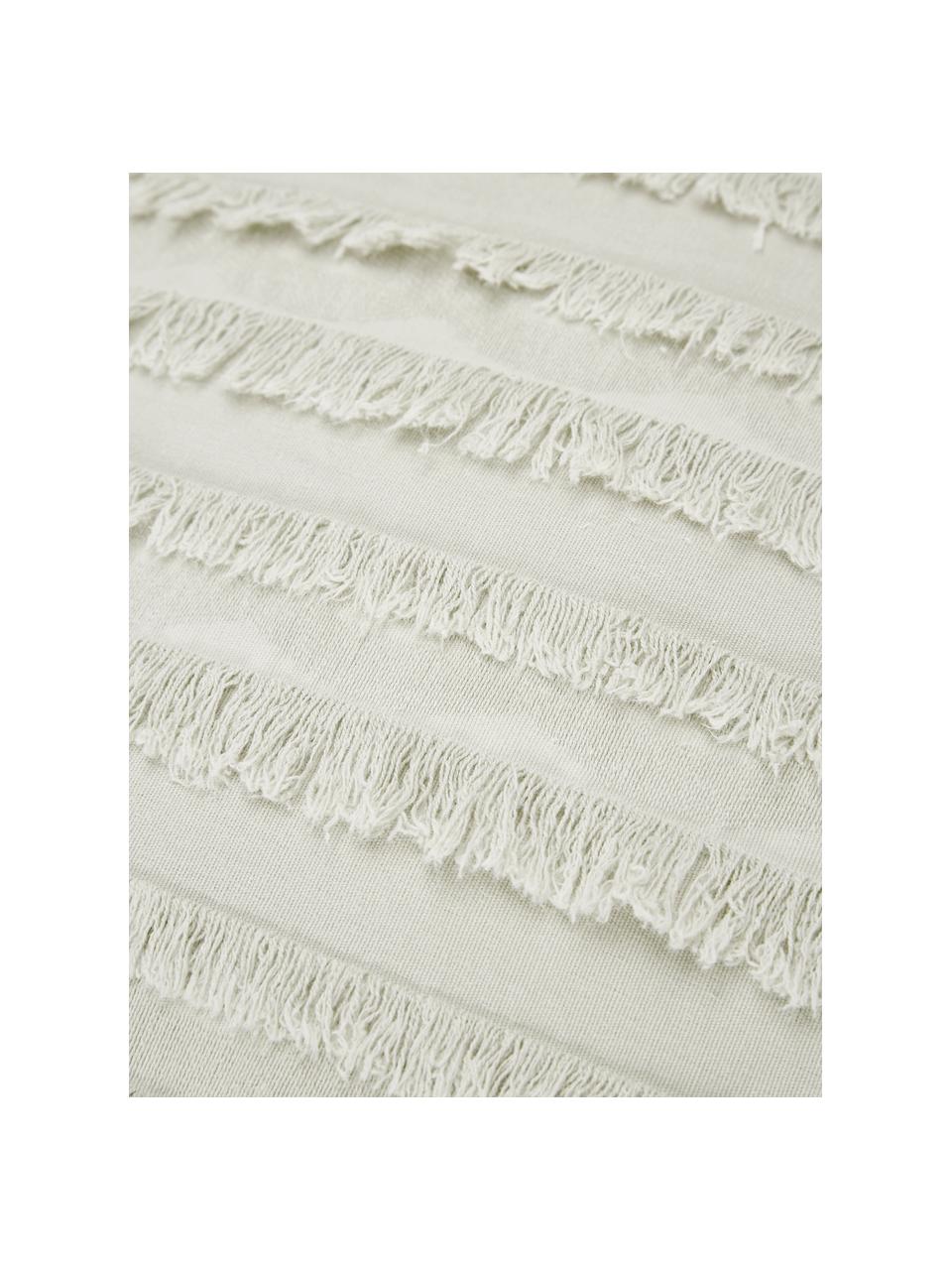 Kussenhoes Jessie in beige met decoratieve franjes, 88% katoen, 7% viscose, 5% linnen, Beige, B 30 x L 50 cm