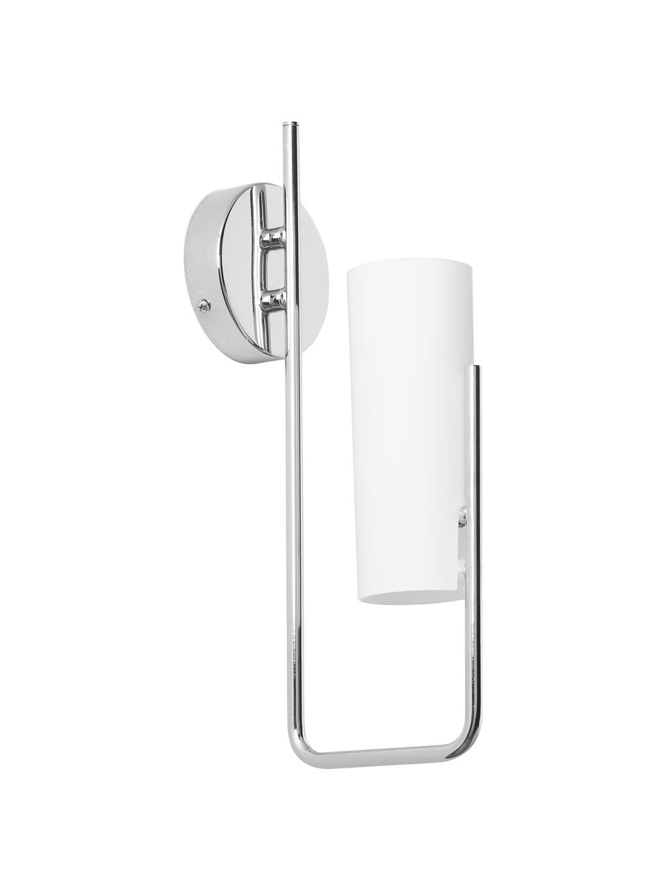 Wandlamp Vivian, Lampenkap: opaalglas, Zilverkleurig, B 13 x H 36 cm