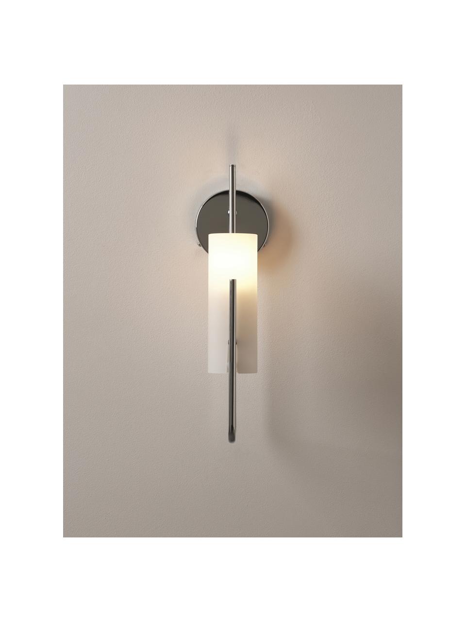 Wandlamp Vivian, Lampenkap: opaalglas, Zilverkleurig, B 13 x H 36 cm