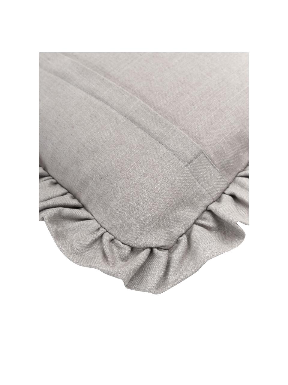 Poszewka na poduszkę z falbanką Camille, 60% poliester, 25% bawełna, 15% len, Szary, S 45 x D 45 cm