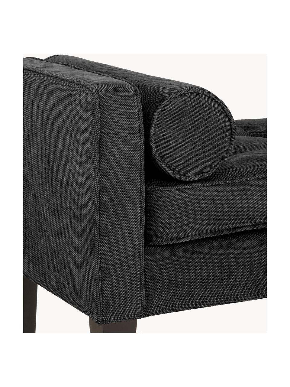 Banc bout de lit avec coussins Mia, Tissu noir, larg. 115 x haut. 61 cm