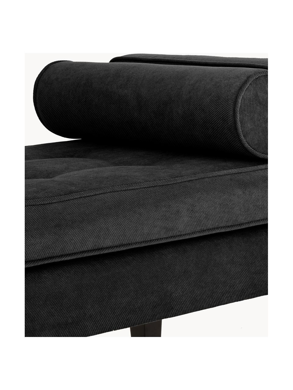 Banc bout de lit avec coussins Mia, Tissu noir, larg. 115 x haut. 61 cm