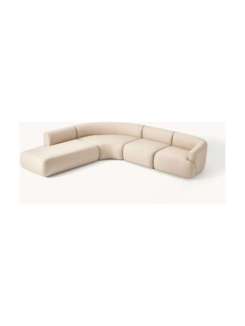 Modulares Ecksofa Sofia (4-Sitzer), Bezug: 100 % Polypropylen Der ho, Gestell: Fichtenholz, Spanplatte, , Füße: Kunststoff Das in diesem , Webstoff Hellbeige, B 319 x T 298 cm, Eckteil rechts