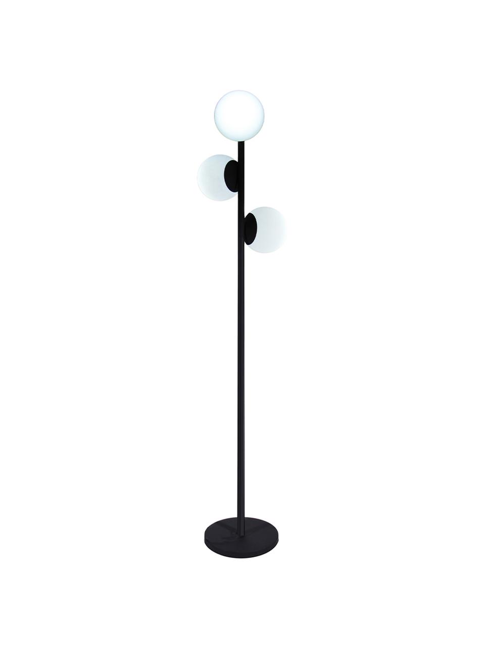 Dimbare outdoor vloerlamp Globy met stekker, Lampvoet: gecoat aluminium, Zwart, wit, Ø 42 x H 175 cm