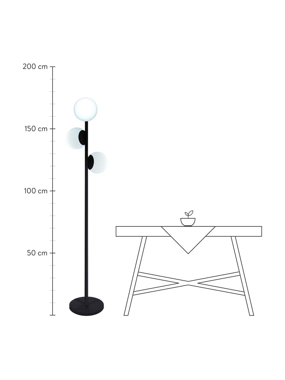 Dimbare outdoor vloerlamp Globy met stekker, Lampvoet: gecoat aluminium, Zwart, wit, Ø 42 x H 175 cm