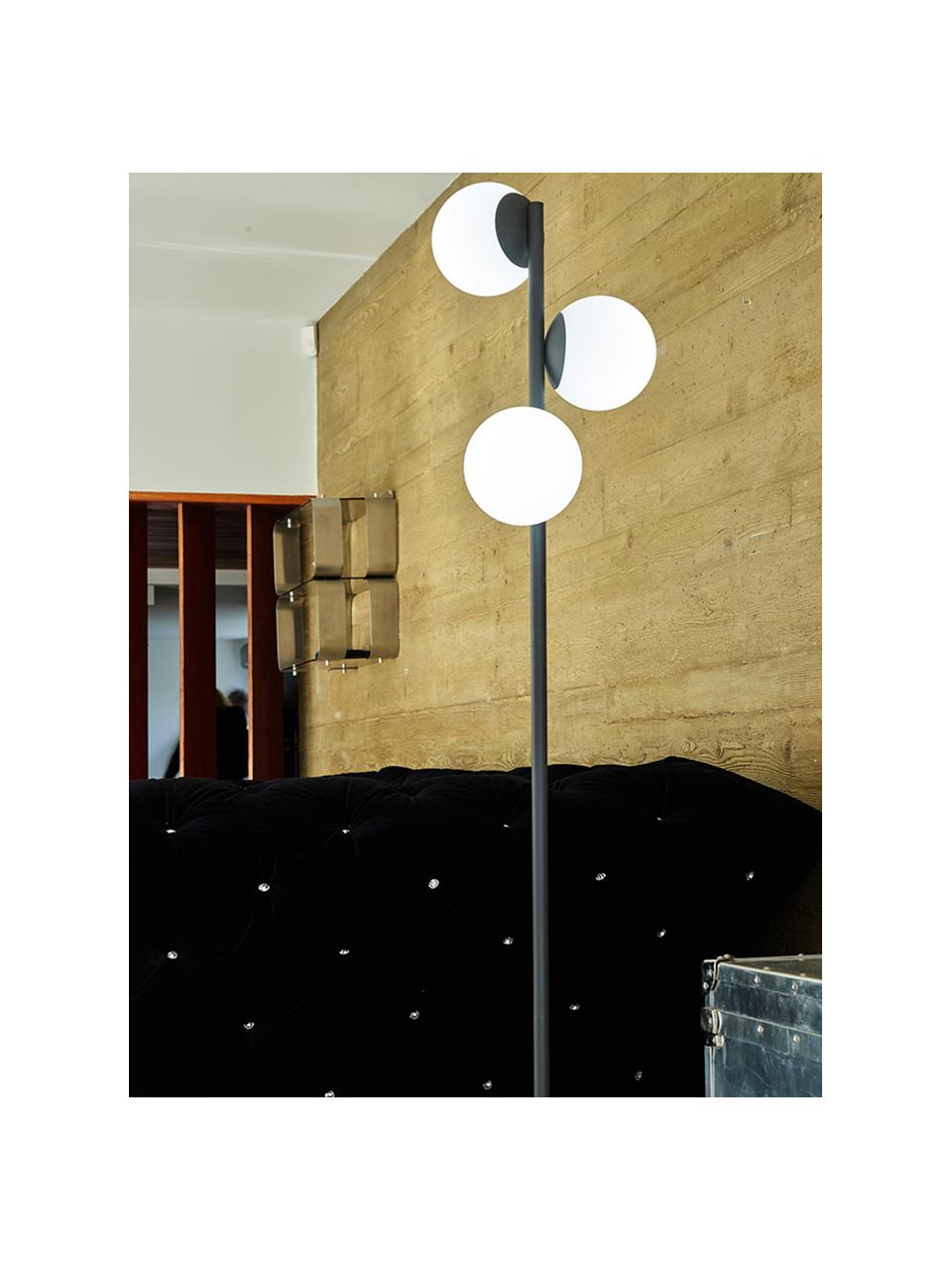 Dimmbare Outdoor-Stehlampe Globy mit Stecker, Lampenfuß: Aluminium, beschichtet, Schwarz, Weiß, Ø 42 x H 175 cm