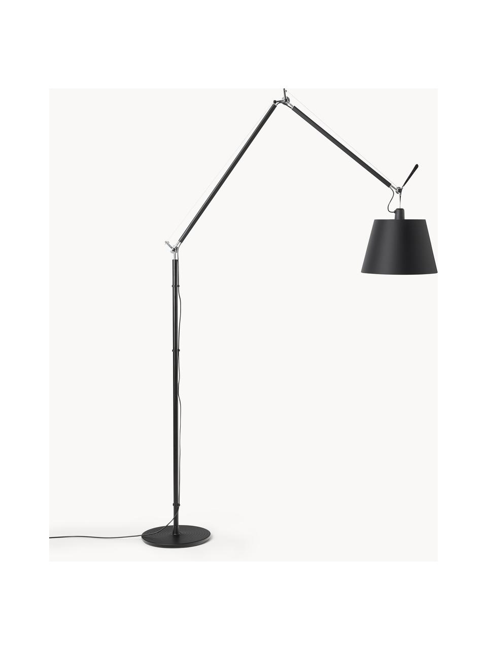 Leeslamp Tolomeo Mega, Lampenkap: textielstof, Frame: gecoat aluminium, Zwart, H 148 cm