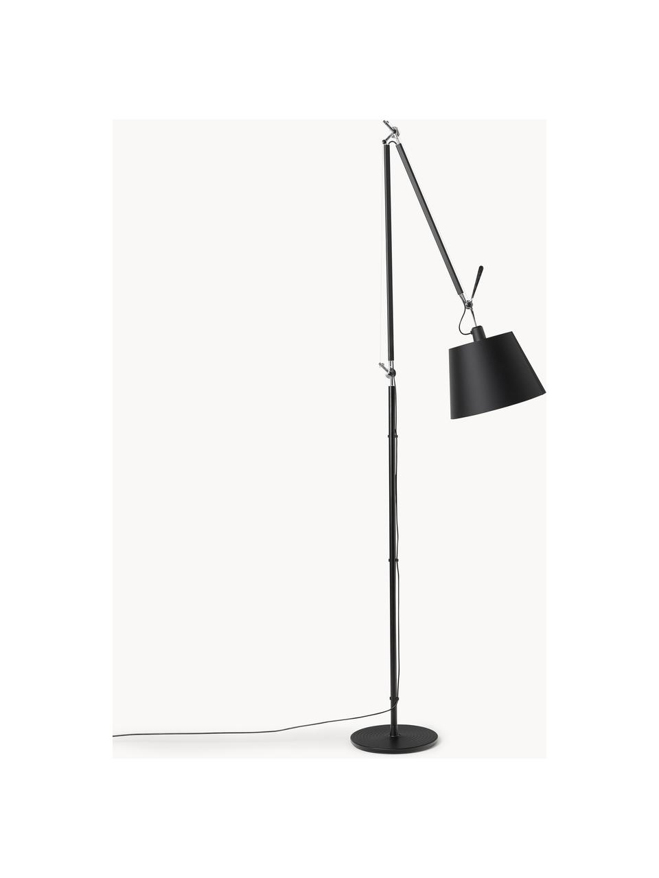 Lampa podłogowa Tolomeo Mega, Stelaż: aluminium powlekane, Czarny, W 148 cm