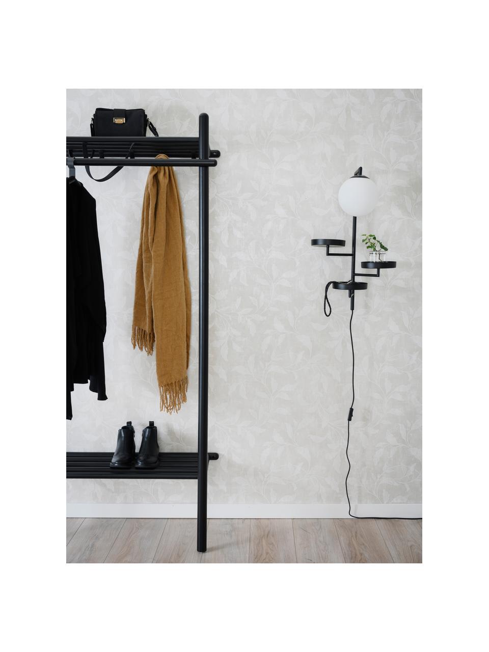 Garderobe Milford aus Eichenholz, Haken: Metall, pulverbeschichtet, Schwarz, B 91 x H 181 cm