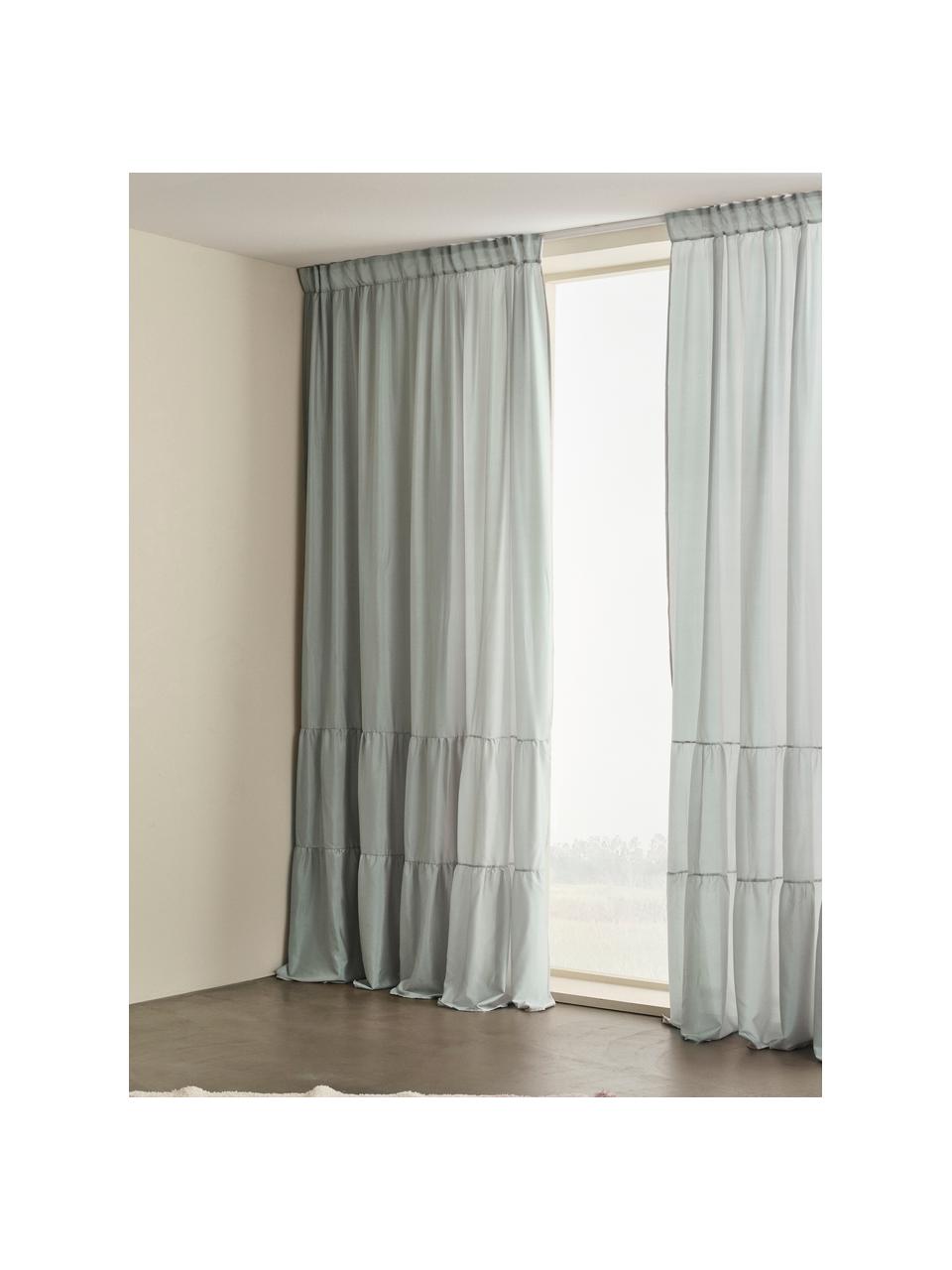 Cortinas opacas con multibanda Meaux, 2 uds., 100% poliéster, Gris claro, An 140 x L 250 cm