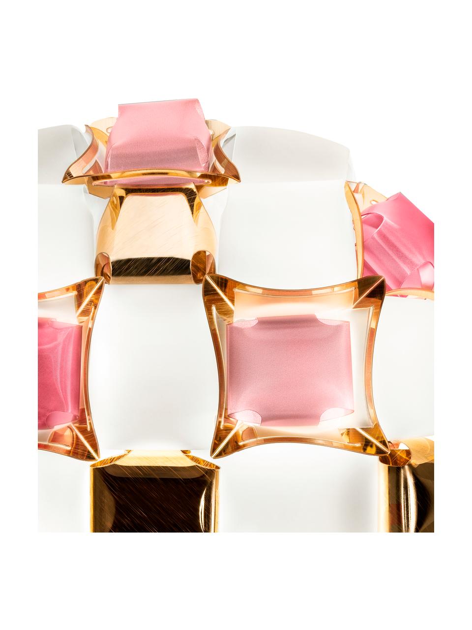 Plafón de plástico de diseño Mida, Pantalla: Lentiflex, Opalflex, Copp, Rosa, blanco, dorado, An 50 x Al 16 cm