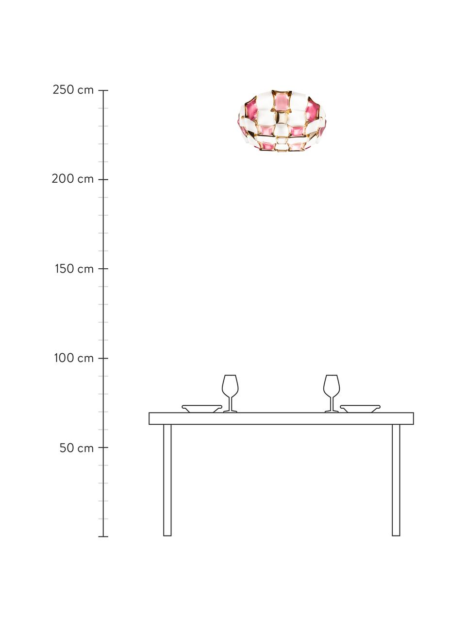 Designové stropní svítidlo z umělé hmoty Mida, Růžová, bílá, zlatá, Š 50 cm, V 16 cm